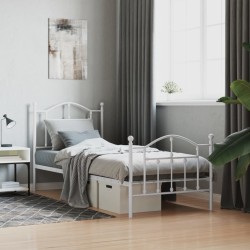 vidaXL Estructura cama metal con cabecero y pie cama blanca 90x190 cm
