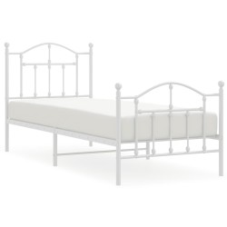 vidaXL Estructura cama metal con cabecero y pie cama blanca 90x190 cm