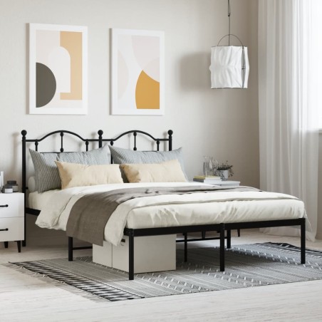 vidaXL Estructura de cama con cabecero metal negro 140x190 cm