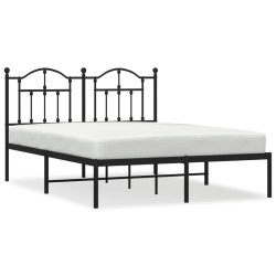 vidaXL Estructura de cama con cabecero metal negro 140x190 cm
