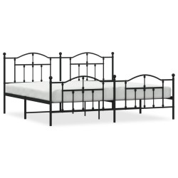 vidaXL Estructura de cama cabecero y pie de cama metal negro 200x200cm