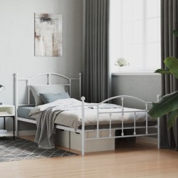 vidaXL Estructura cama metal con cabecero y pie cama blanca 107x203 cm
