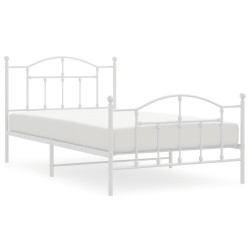 vidaXL Estructura cama metal con cabecero y pie cama blanca 107x203 cm