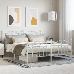 vidaXL Estructura cama metal con cabecero y estribo blanco 160x200 cm