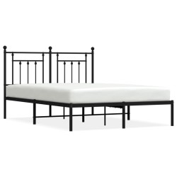 vidaXL Estructura de cama con cabecero metal negro 140x190 cm
