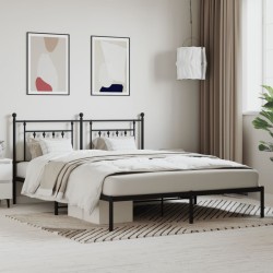vidaXL Estructura de cama con cabecero metal negro 160x200 cm