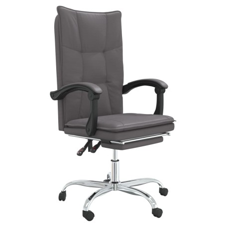 vidaXL Silla de oficina reclinable cuero sintético gris