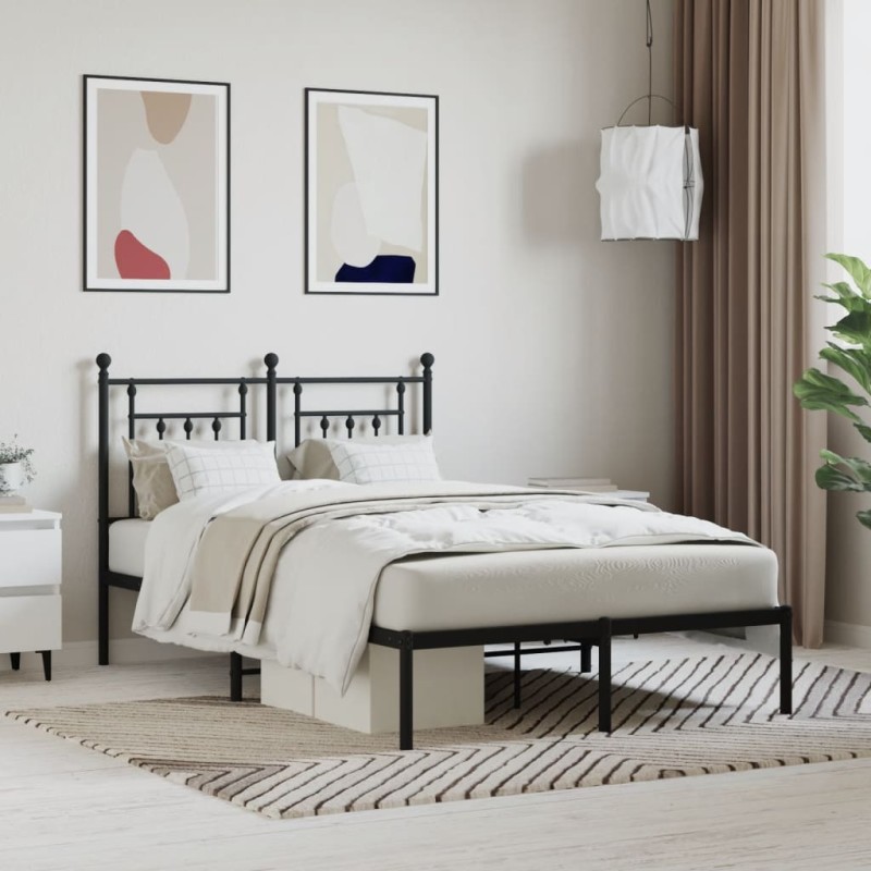 vidaXL Estructura de cama con cabecero metal negro 120x200 cm