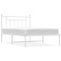 vidaXL Estructura de cama de metal con cabecero blanco 107x203 cm