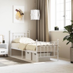 vidaXL Estructura cama metal con cabecero y pie cama blanca 75x190 cm