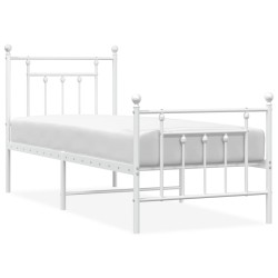 vidaXL Estructura cama metal con cabecero y pie cama blanca 75x190 cm