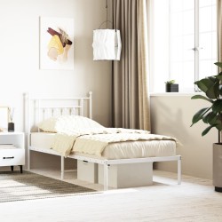 vidaXL Estructura de cama de metal con cabecero blanco 80x200 cm