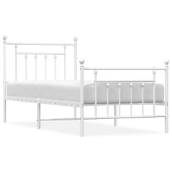 vidaXL Estructura cama metal con cabecero y pie cama blanca 90x190 cm