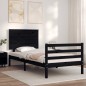 vidaXL Estructura de cama con cabecero madera maciza negro 90x200 cm