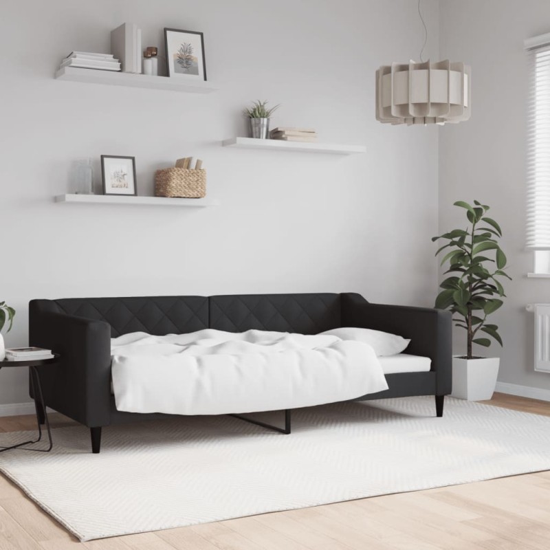 vidaXL Sofá cama tela negro 90x190 cm vidaXL Sofá cama tela negro 90x190 cm