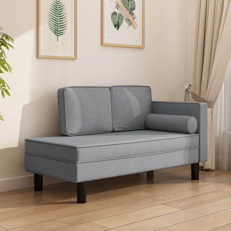 vidaXL Sofá diván con cojines y almohada tela gris claro vidaXL Sofá diván con cojines y almohada tela gris claro