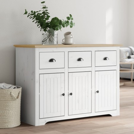 vidaXL Aparador BODO madera maciza pino blanco y marrón 115x43x79,5 cm