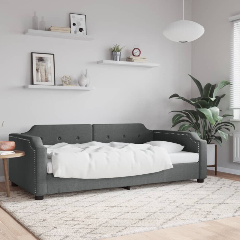 vidaXL Sofá cama tela gris oscuro 90x190 cm vidaXL Sofá cama tela gris oscuro 90x190 cm