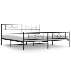 vidaXL Estructura de cama cabecero y pie de cama metal negro 183x213cm