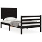vidaXL Estructura de cama con cabecero madera maciza negro 90x200 cm