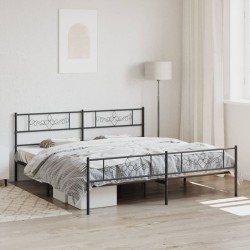 vidaXL Estructura de cama cabecero y pie de cama metal negro 200x200cm