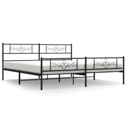 vidaXL Estructura de cama cabecero y pie de cama metal negro 200x200cm