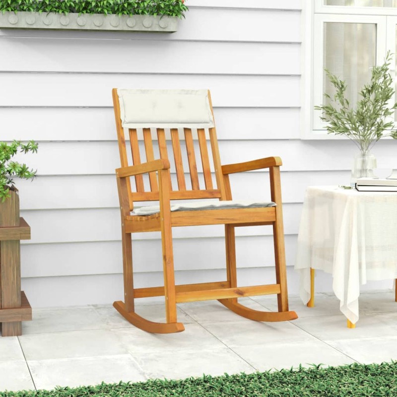 vidaXL Silla mecedora con cojines madera maciza acacia vidaXL Silla mecedora con cojines madera maciza acacia