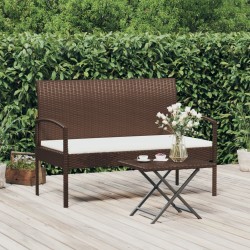 vidaXL Banco de jardín con cojín ratán sintético marrón 105 cm