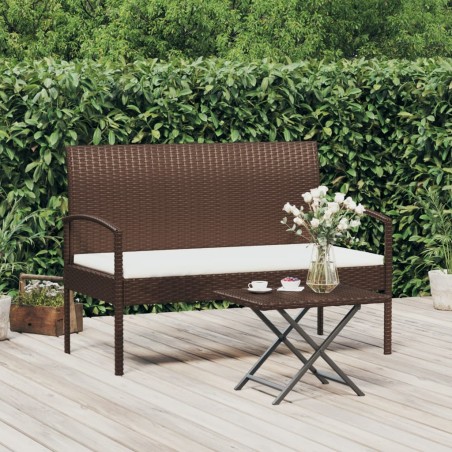 vidaXL Banco de jardín con cojín ratán sintético marrón 105 cm