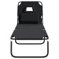 vidaXL Tumbona plegable acero recubrimiento en polvo tela Oxford negro