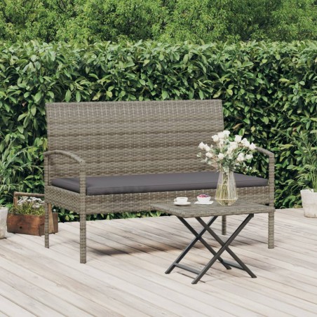 vidaXL Banco de jardín con cojín ratán sintético gris 105 cm