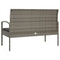 vidaXL Banco de jardín con cojín ratán sintético gris 105 cm