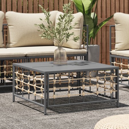 vidaXL Mesa de jardín ratán sintético gris antracita 70x70x34 cm