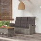 vidaXL Banco jardín reclinable y cojines ratán sintético gris 173 cm vidaXL Banco jardín reclinable y cojines ratán sintético gris 173 cm