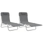 vidaXL Tumbonas plegables 2 uds acero y textilene gris vidaXL Tumbonas plegables 2 uds acero y textilene gris