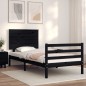 vidaXL Estructura de cama con cabecero madera maciza negro 90x200 cm