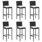 vidaXL Taburetes de cocina con cojines 6 uds ratán sintético negro vidaXL Taburetes de cocina con cojines 6 uds ratán sintético negro