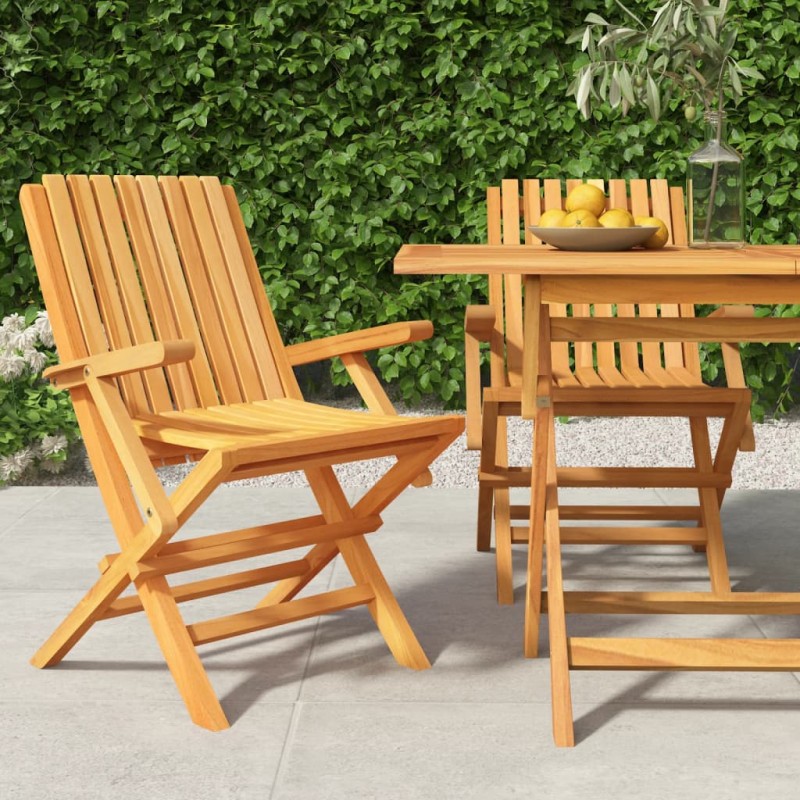 vidaXL Sillas de jardín plegables 2 uds madera maciza teca 61x67x90 cm