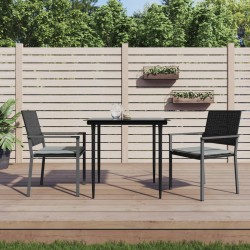 vidaXL Sillas jardín cojines 2 uds ratán sintético negro 54x62,5x89 cm