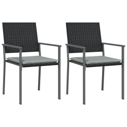 vidaXL Sillas jardín cojines 2 uds ratán sintético negro 54x62,5x89 cm