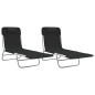 vidaXL Tumbonas plegables 2 uds acero y textilene negro vidaXL Tumbonas plegables 2 uds acero y textilene negro