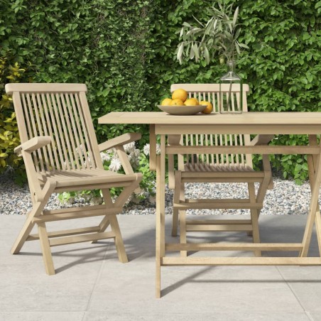 vidaXL Sillas de jardín plegables 2 uds madera maciza teca 56x61x89 cm