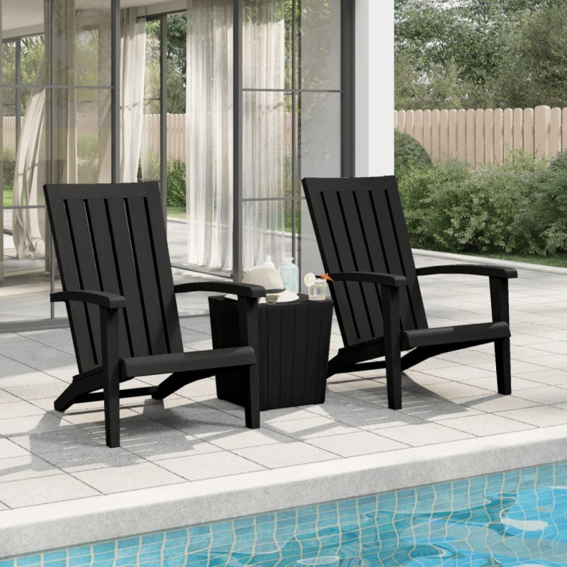 vidaXL Sillas de jardín Adirondack 2 uds polipropileno negro vidaXL Sillas de jardín Adirondack 2 uds polipropileno negro