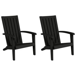 vidaXL Sillas de jardín Adirondack 2 uds polipropileno negro