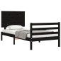 vidaXL Estructura de cama con cabecero madera maciza negro 90x200 cm