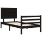 vidaXL Estructura de cama con cabecero madera maciza negro 90x200 cm