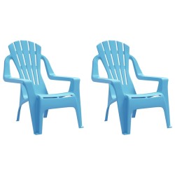 vidaXL Sillas de jardín niños 2 uds aspecto madera PP azul 37x34x44 cm