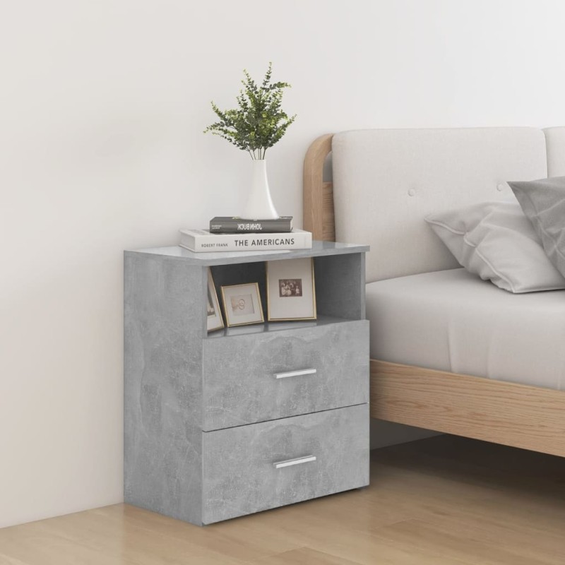 vidaXL Mesitas de noche 2 unidades gris hormigón 50x32x60 cm vidaXL Mesitas de noche 2 unidades gris hormigón 50x32x60 cm