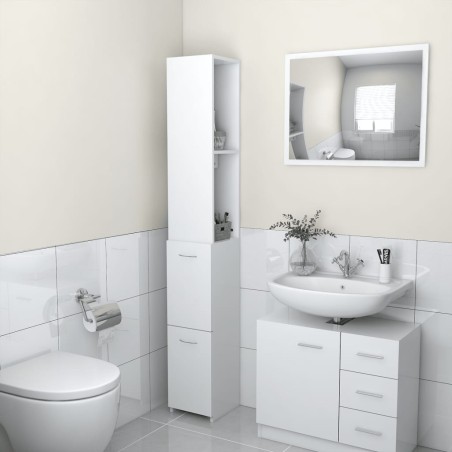 vidaXL Armario de baño madera contrachapada blanco 25x26,5x170 cm