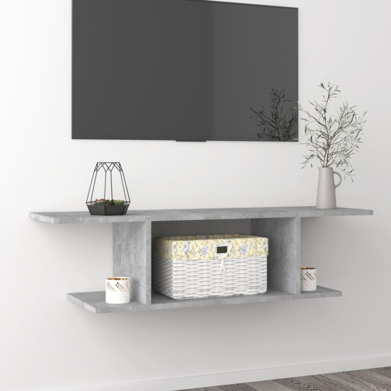 vidaXL Mueble de TV de pared gris hormigón 103x30x26,5 cm vidaXL Mueble de TV de pared gris hormigón 103x30x26,5 cm